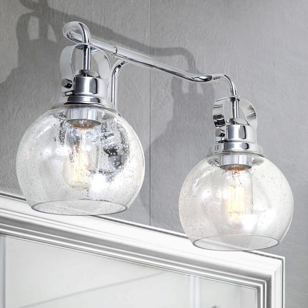 Shirley 17.5 in. 2-Light Metal/ Bubbled Glass Chrome Vanity Light