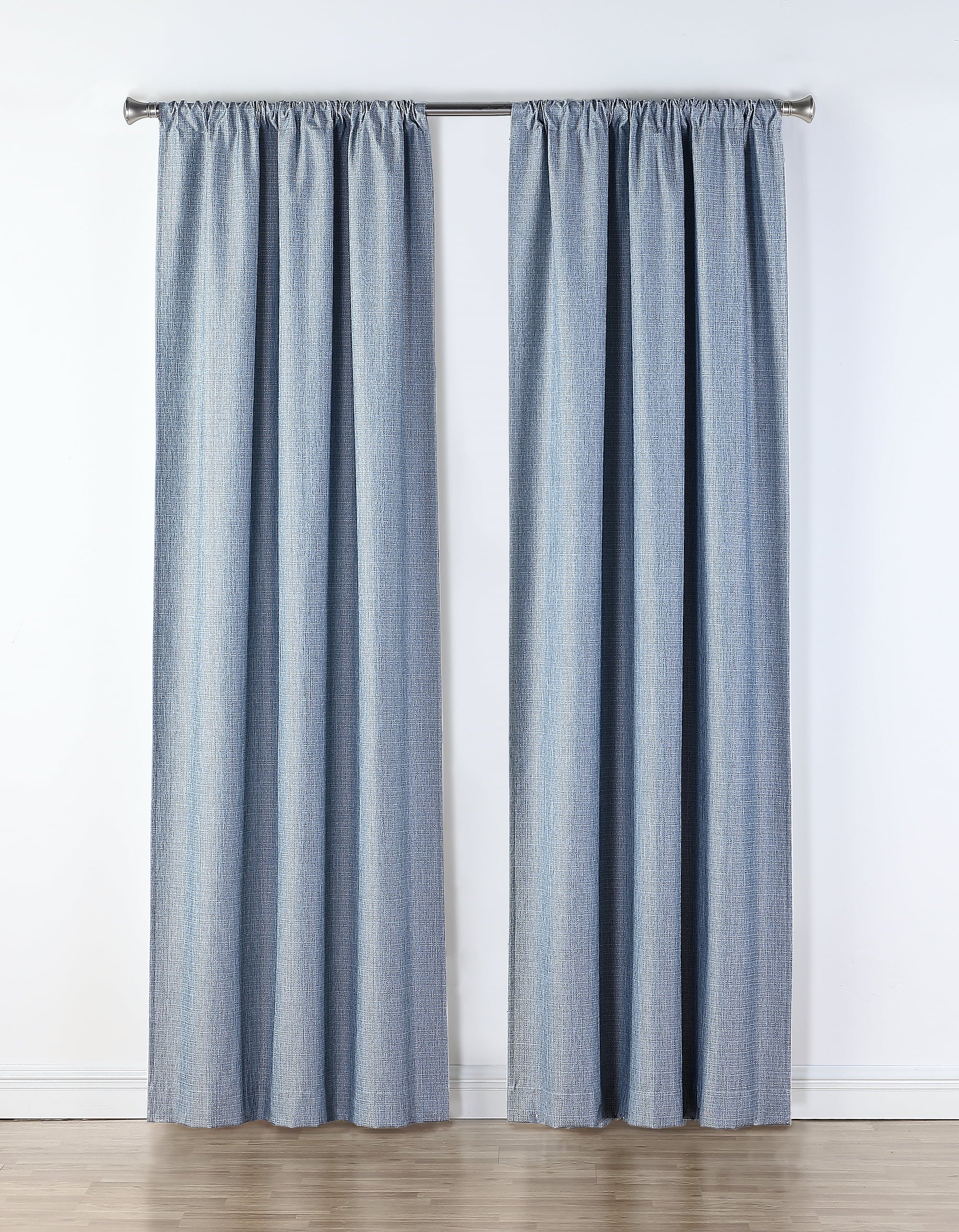 Ecologee Textured Total Blackout Curtains 2 Pack Panel Set - 100% Recycled, Navy, 40