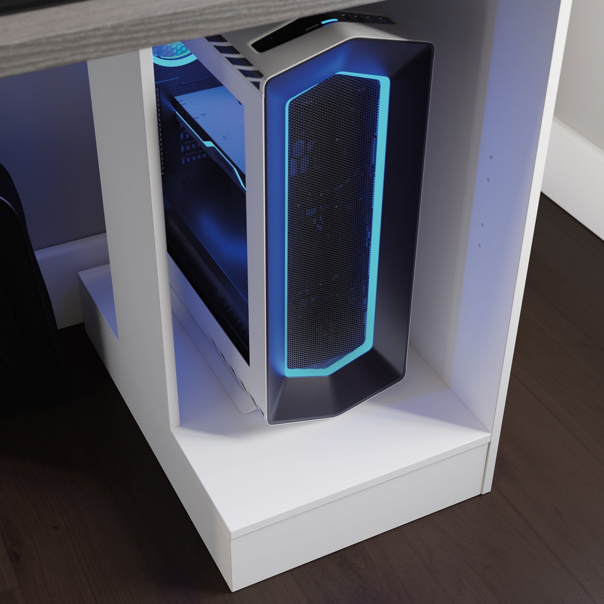 Sauder Gaming Desk with Charcoal Ash Accent Top, White Finish