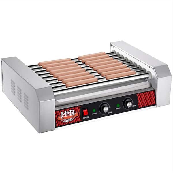 Stainless Steel 24 Hot Dog and Sausage Electric Countertop Cooker Machine with 9-Rollers