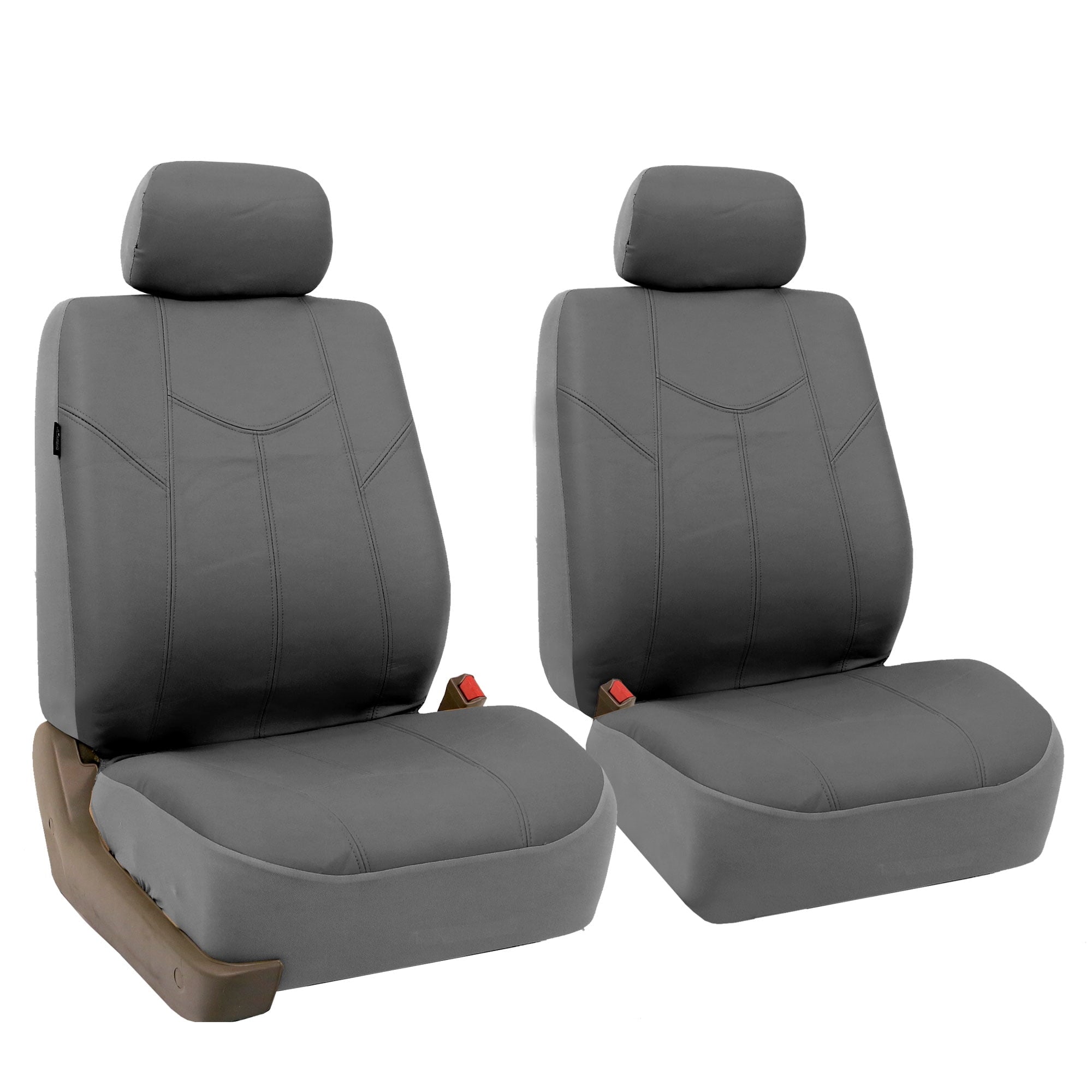 FH Group Gray Rome Faux Leather Airbag Compatible and Split Bench 8 Seaters Car Van Seat Covers, Full Set