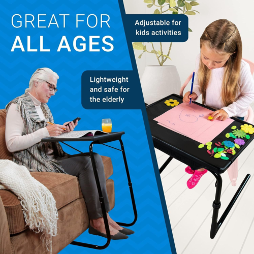 Table Mate II Folding TV Tray and Cup Holder with Table-Mate II, Black