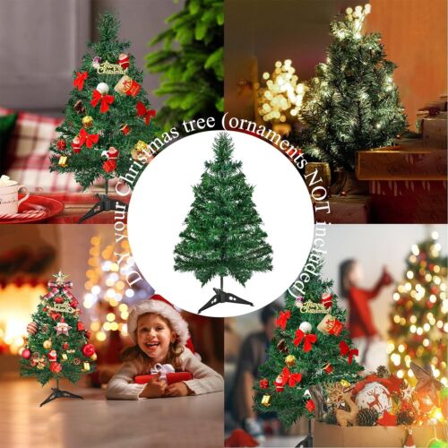 Christmas Mini Tabletop Tree 2ft Artificial PVC Xmas Tree DIY 9.8ft Light String