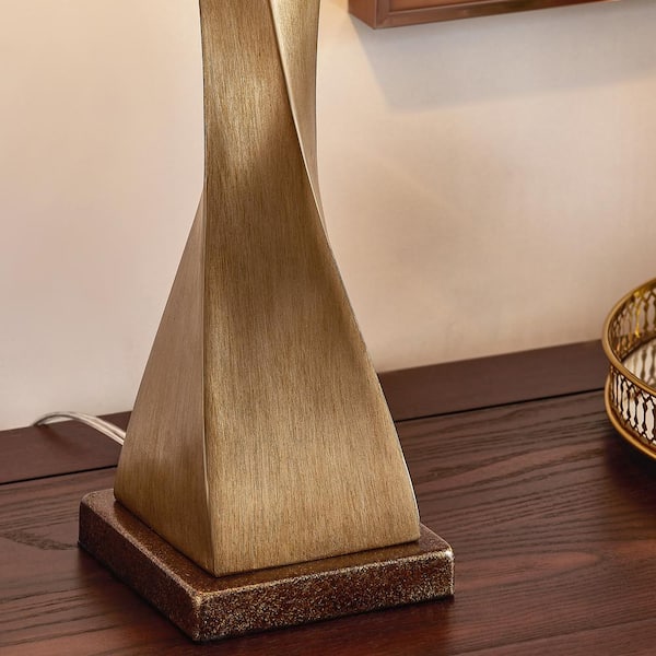 27 in. Spiral Antique Brass Table Lamp Set (Set of 2)