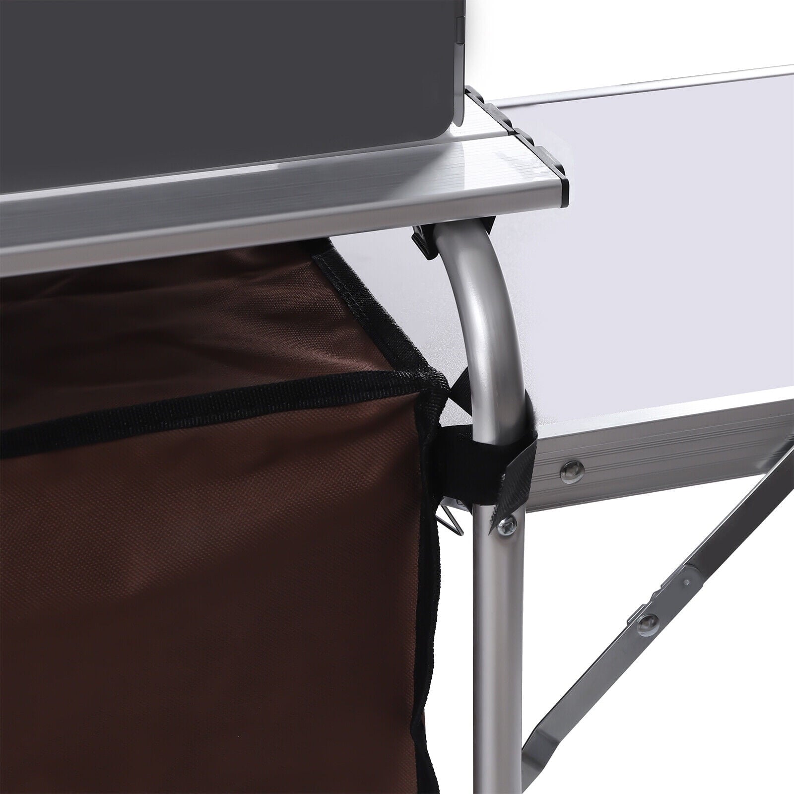 Camping Table with Storage Organizer and Windscreen Portable Outdoor Cooking Table Foldable Camp Table Camping Kitchen Station with 2 Side Tables for BBQ Grill Picnics