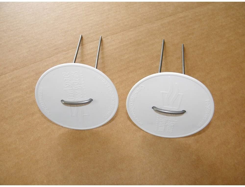 Crawl Space Capped Vapor Barrier Stake for Crawlspace Moisture Barrier Poly Liners and Encapsulations (White, 50 count)