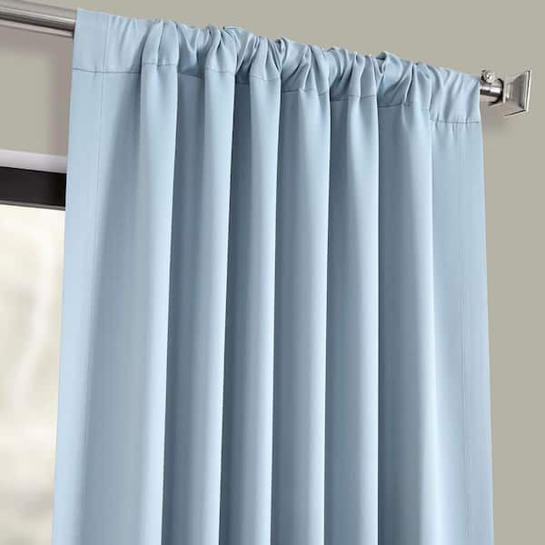 Frosted Blue Polyester Room Darkening Curtain - 50 in. W x 84 in. L Rod Pocket with Back Tab Single Curtain Panel