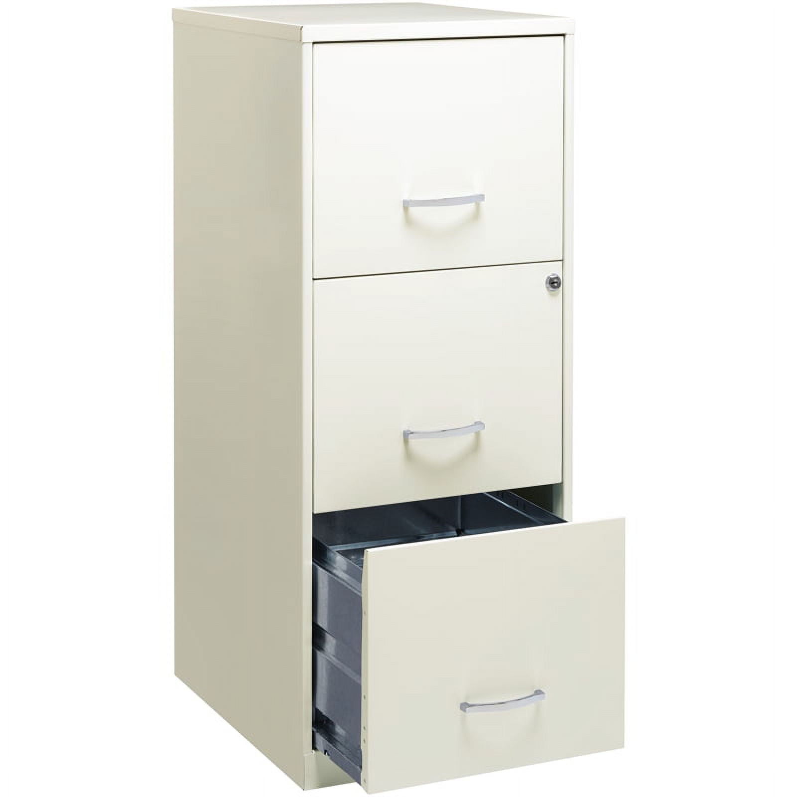 Pemberly Row 3 Drawer Vertical Metal File Cabinet with Lock Pearl White