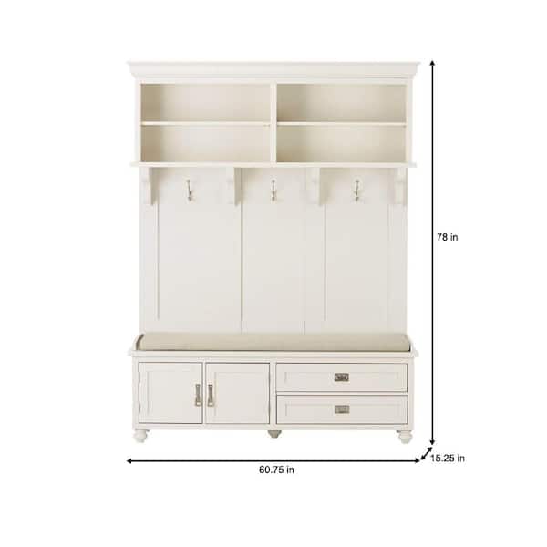 Vernon 61 in. Polar Off-White Hall Tree