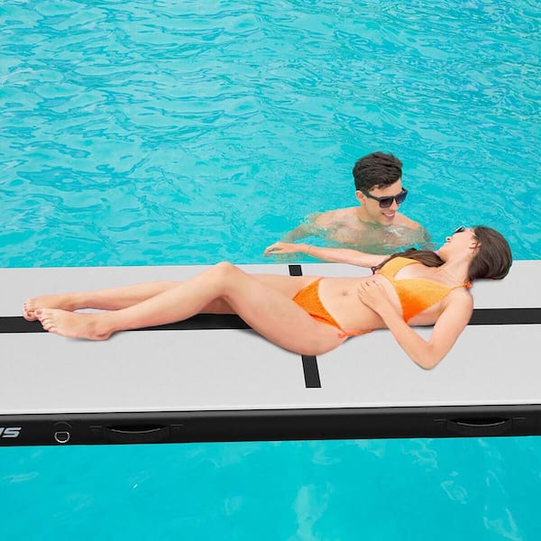 10 ft. Black PVC Air Track Inflatable Gymnastics Tumbling Mat w/Pump