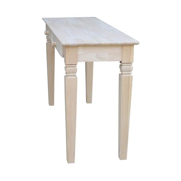 Java 52 in. Unfinished Standard Rectangle Wood Console Table with Drawers