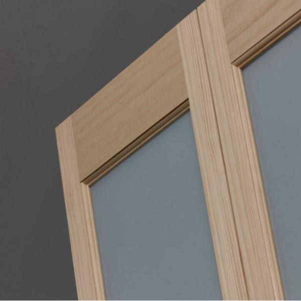 31.5 in. x 80 in. Frosted Glass Over Raised Panel 1/2-Lite Frost Pine Wood Interior Bi-fold Door