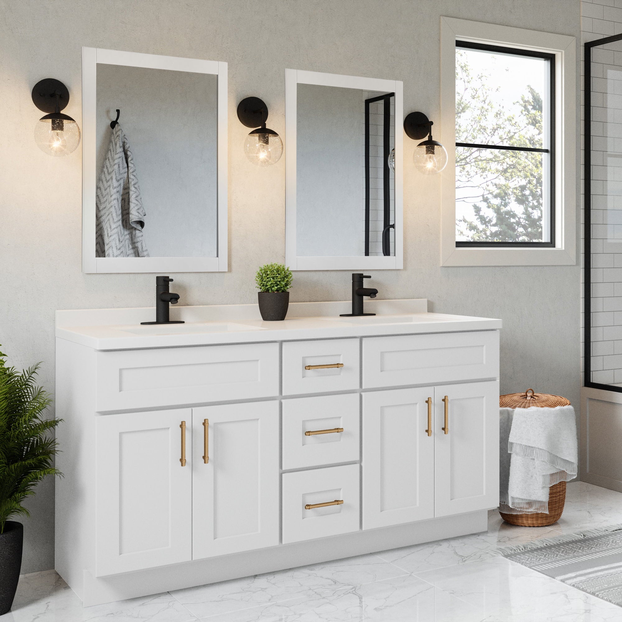 Shorewood Rectangular Wall Accent Mirror – 30-Inch H X 20-Inch L, Traditional Wood Framed  – Living Room, Bedroom, Bathroom Vanity Mirror –  White – Design House, 547208-WHT