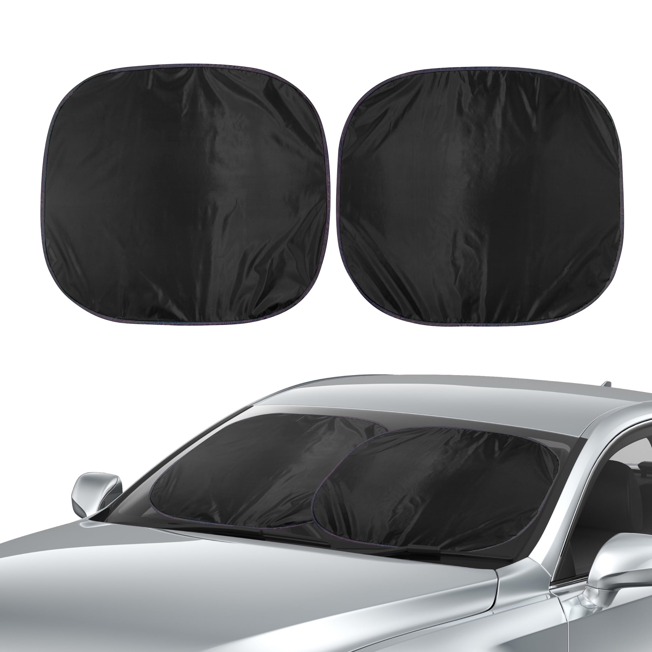 Auto Drive Black Twist Sunshade for Automotive Windshield 1 Pair, 28.5
