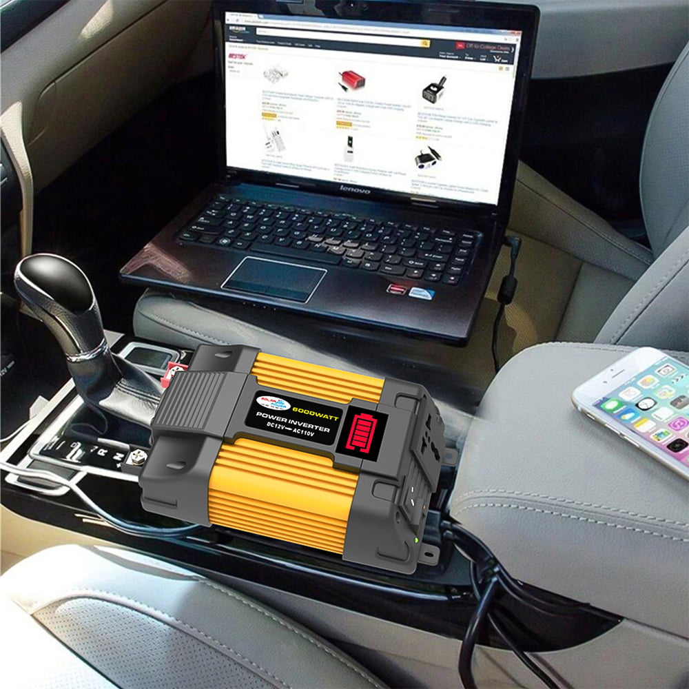 MDHAND 4000W 6000W Car Converter Solar Power Inverter 12V DC to 110V AC Car Power Inverter Solar Converter Kit