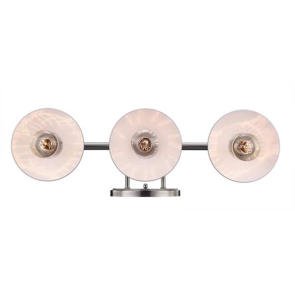 Glenhurst 25 in. 3-Light Industrial Farmhouse Cobalt and Brushed Nickel Bathroom Vanity Light Fixture with Metal Shades