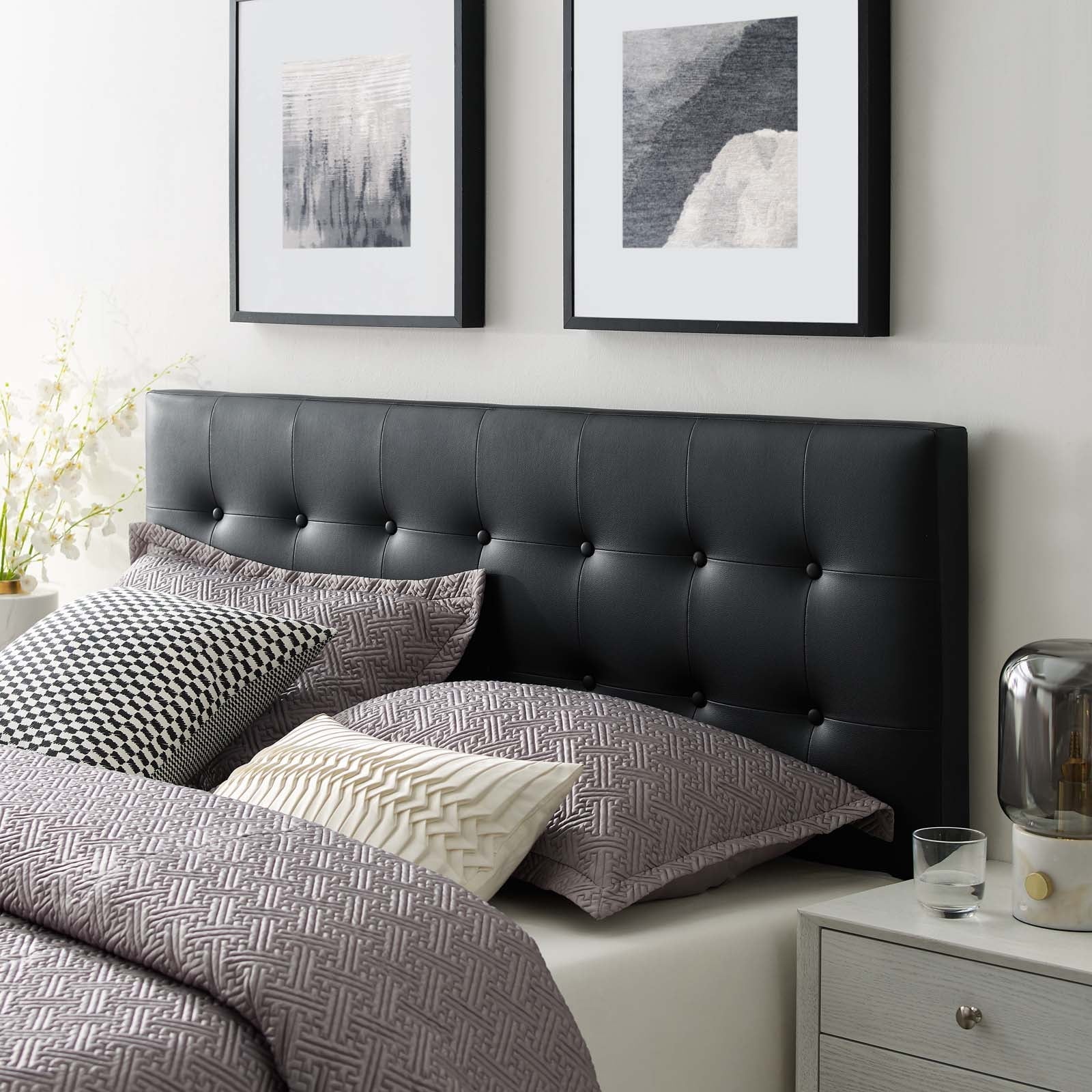 Modway Emily King Upholstered Vinyl Headboard in Black
