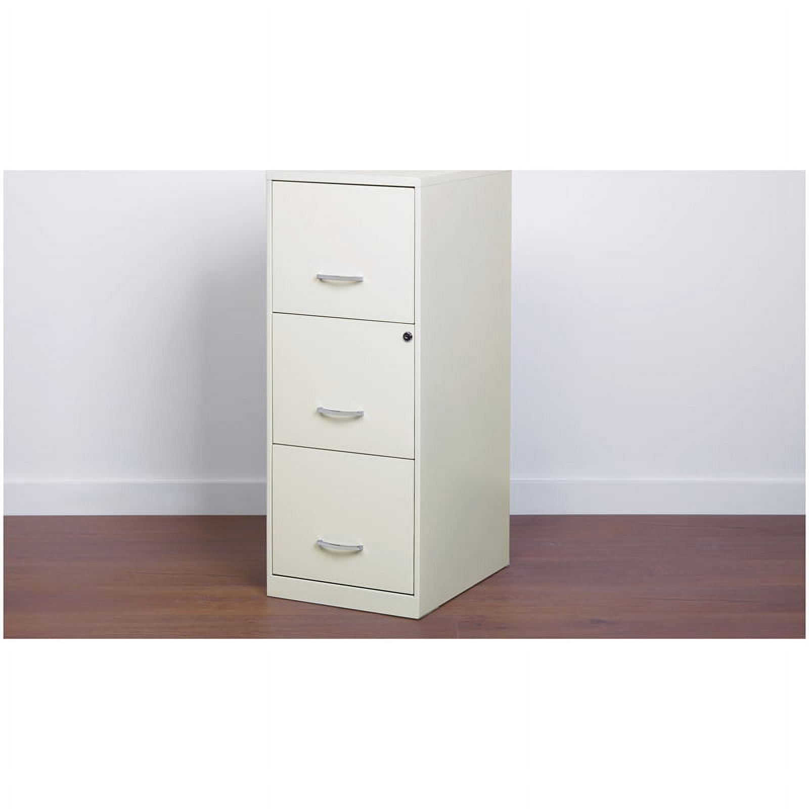 Pemberly Row 3 Drawer Vertical Metal File Cabinet with Lock Pearl White
