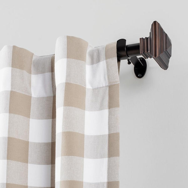 Farmhouse Living Tan Buffalo Check Cotton 52(in)X95(in) Rod Pocket/Back Tab Room Darkening Curtain Panel