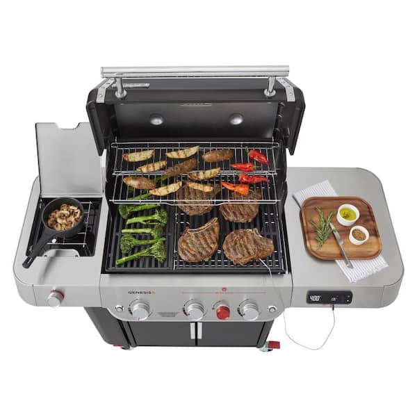 Genesis EPX-335 3-Burner Natural Smart Gas Grill in Black with Side Burner