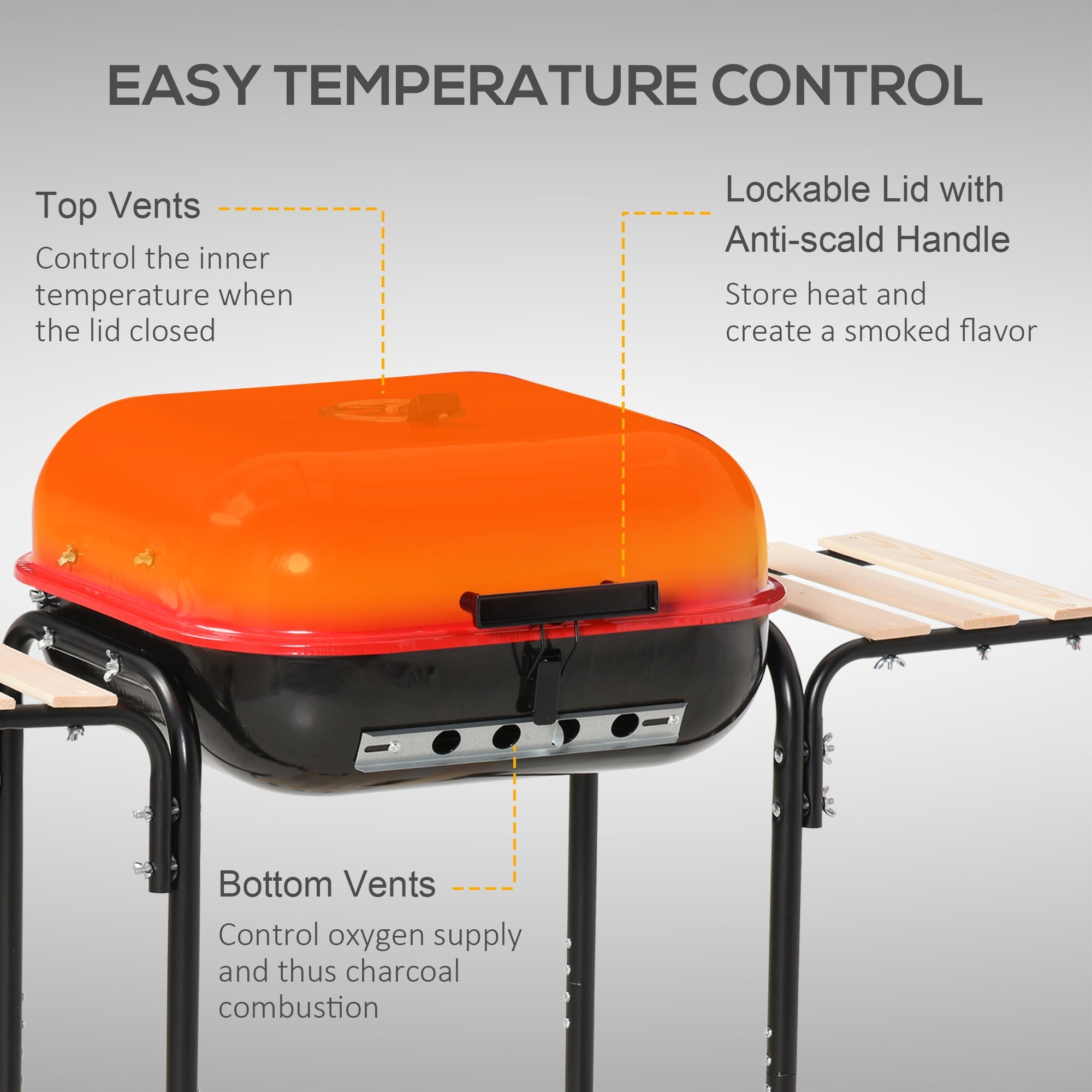 19¡± Steel Porcelain Portable Outdoor Charcoal Barbecue Grill