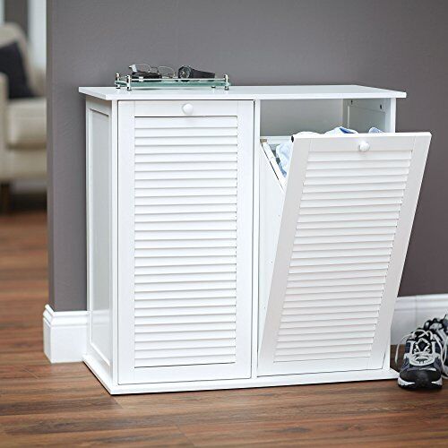 Tiltout Laundry Sorter Cabinet With Shutter Front White