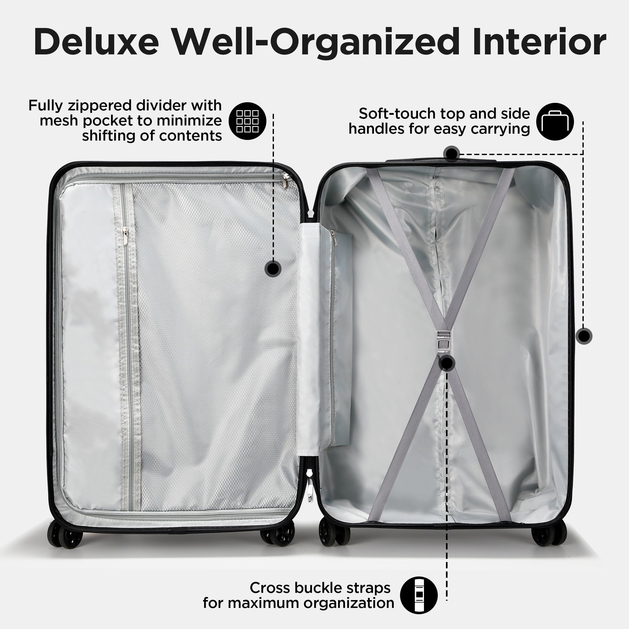 Famistar 4 Piece Luggage Sets ABS Hard Shell Hardside with TSA Lock Lightweight Durable Spinner Wheels Hardside Luggage Suitcase for Travel, 4 Piece -Set Deep Blue