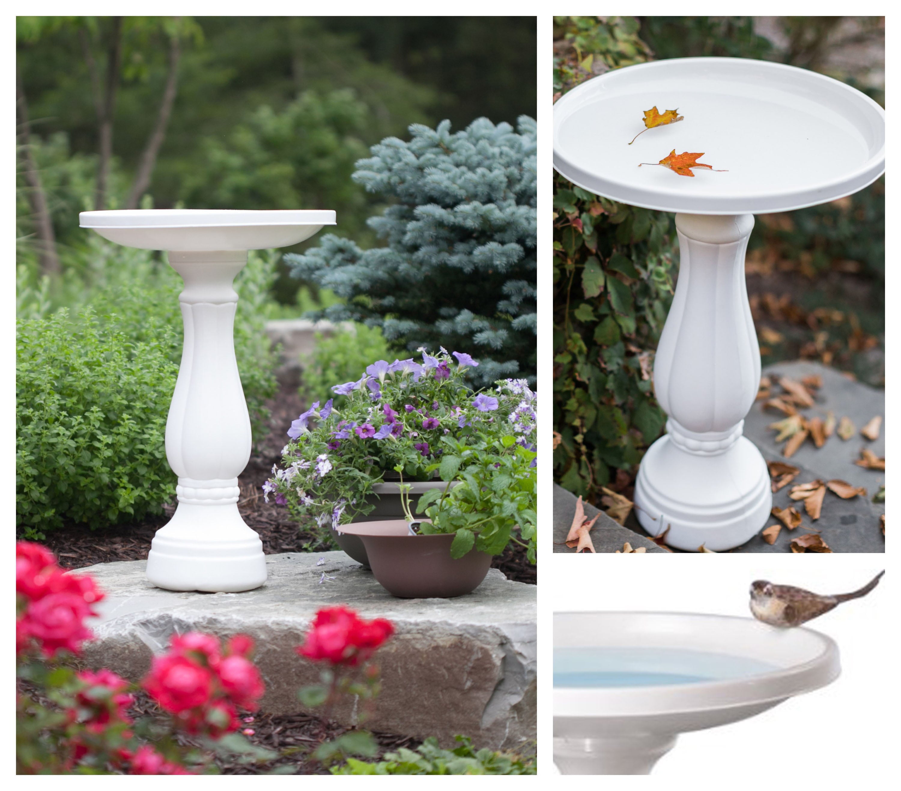 Bloem Promo Birdbath With Pedestal - Charcoal Gray - 17