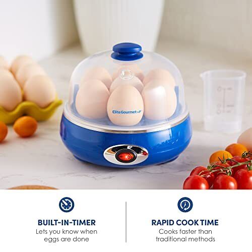 EGC322CBL Easy Egg Cooker Electric 7-Egg Capacity Soft Medium Hard-Boiled Egg...