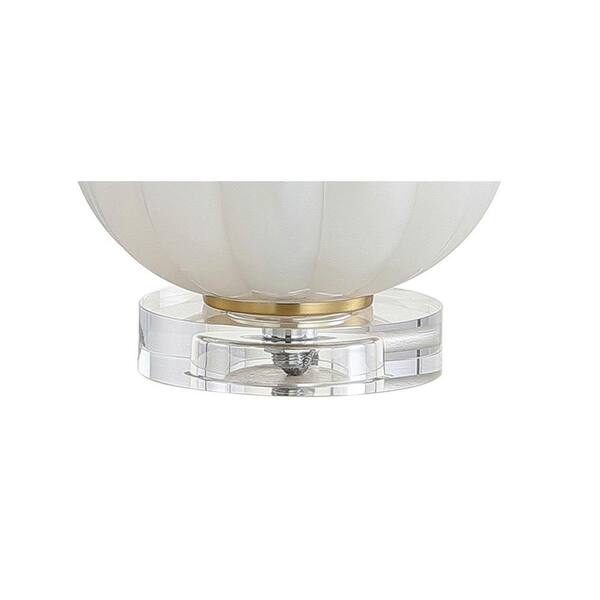 Pearl 17.5 in. Glass/Crystal LED Table Lamp, White/Brass Gold