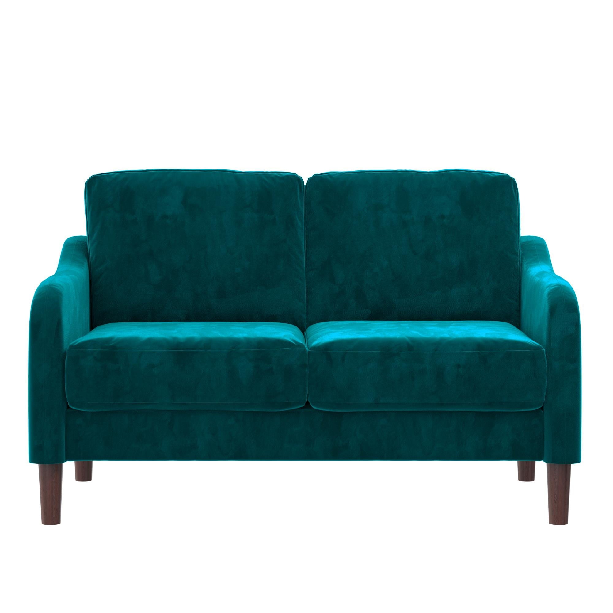 DHP Marbella 2-Seater Loveseat Sofa, Small Modern Couch, Green Velvet