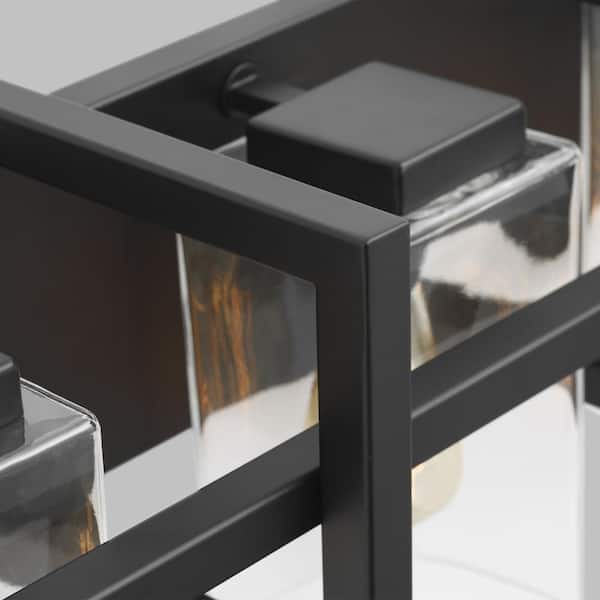 Mitte 24 in. 3-Light Midnight Matte Black Bathroom Vanity Light Clear Glass Shades