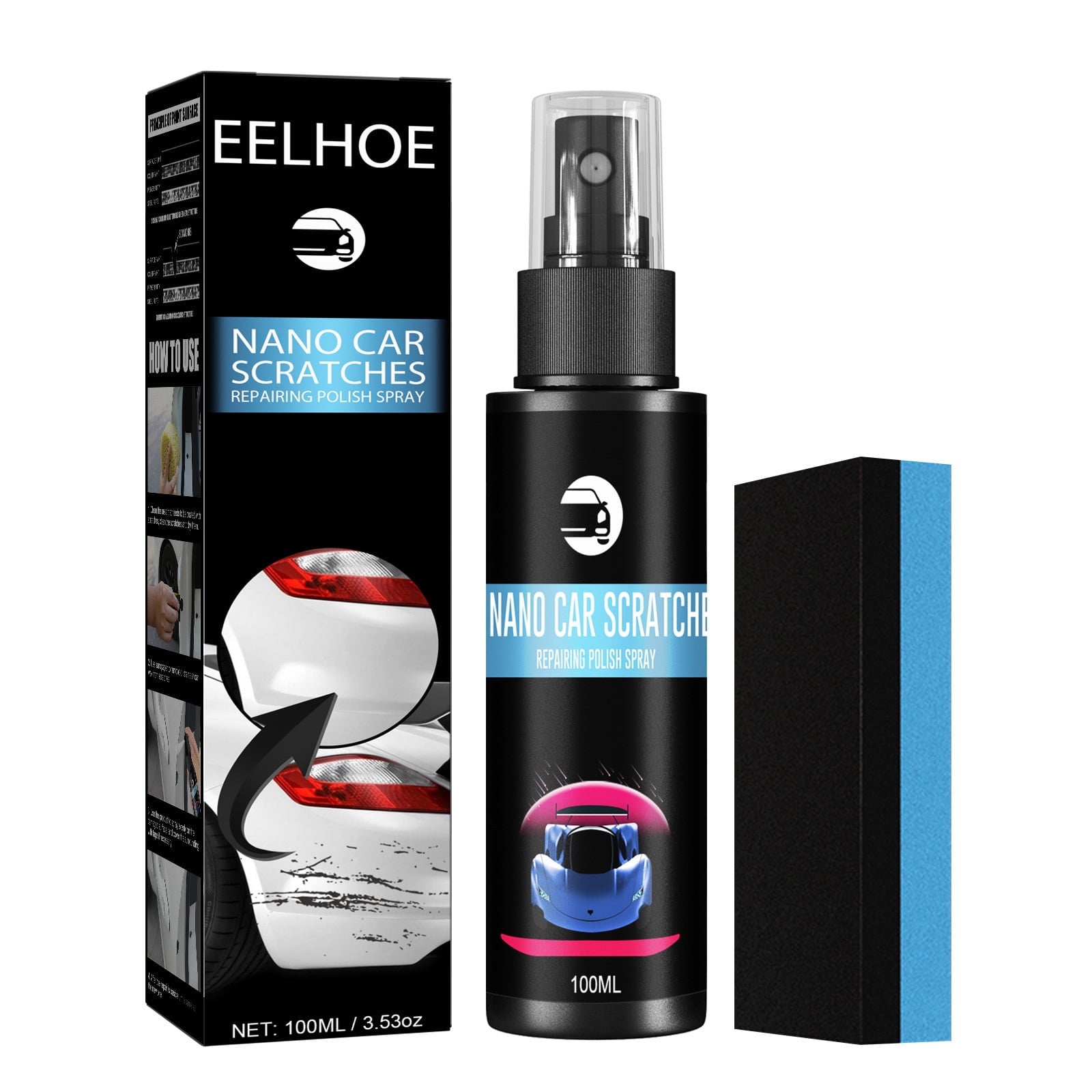 Oalirro Paint Car Scratch Repair Nano Spray Any Color, Car Nano Scratch Removal Spray with Sponge Kit, Nano Repairing Spray for All Car Body - 30ml