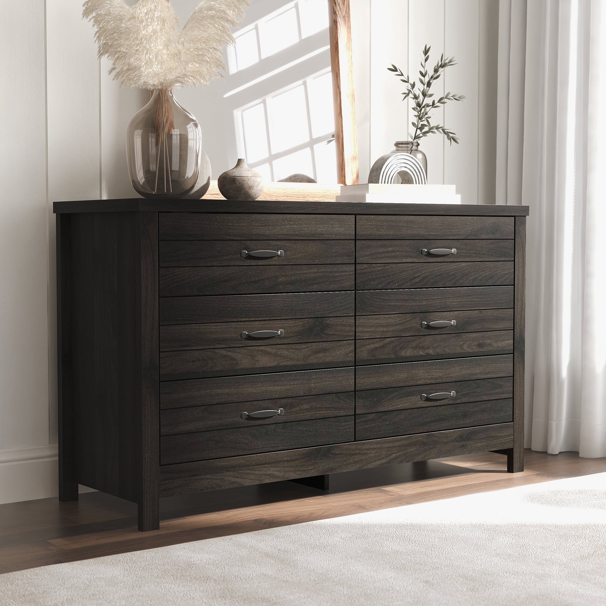 Lancaster Farmhouse 6-Drawer Dresser, Espresso, by Hillsdale Living Essentials