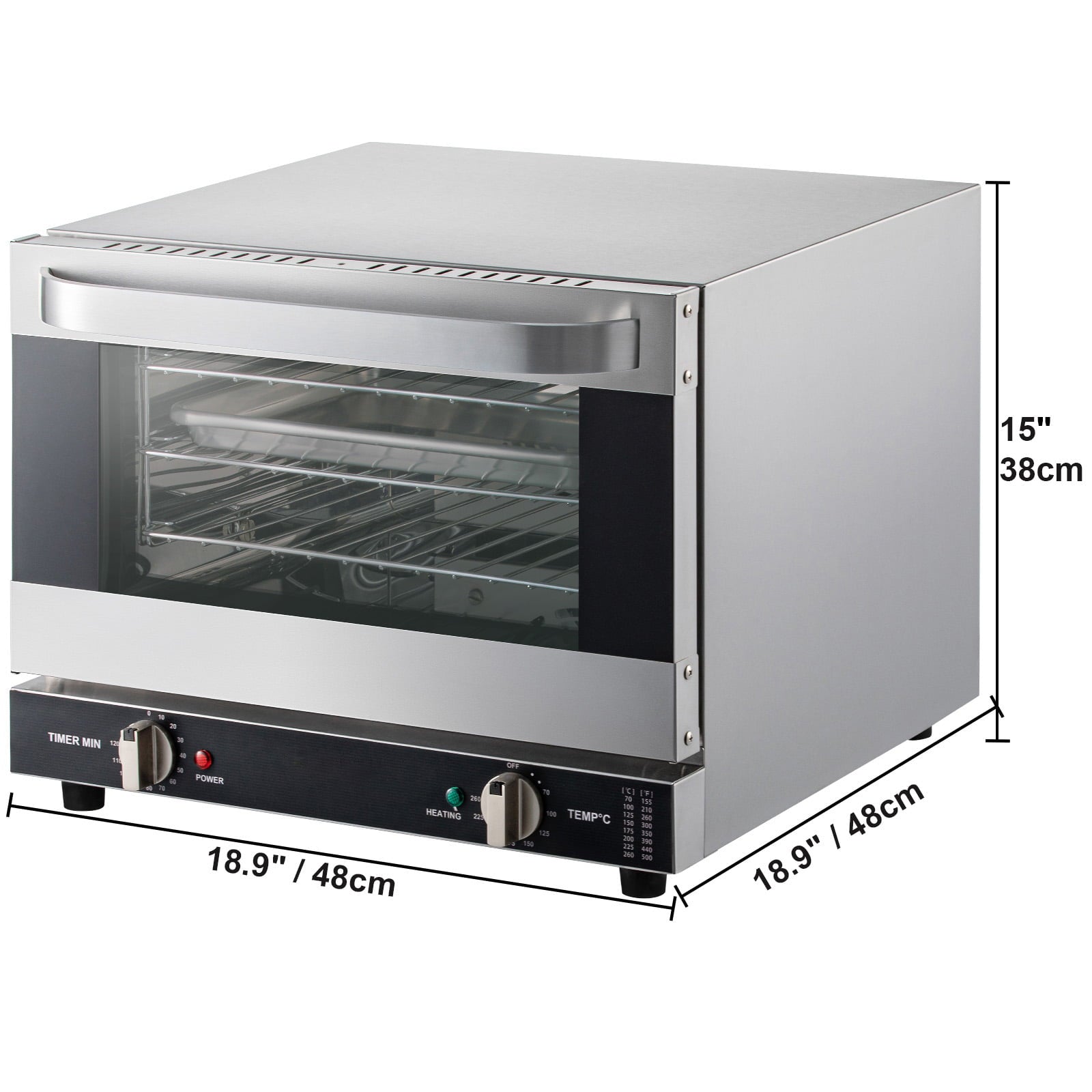 BENTISM Countertop Convection Oven Commercial Toaster Baker Stainless 19Qt 120V
