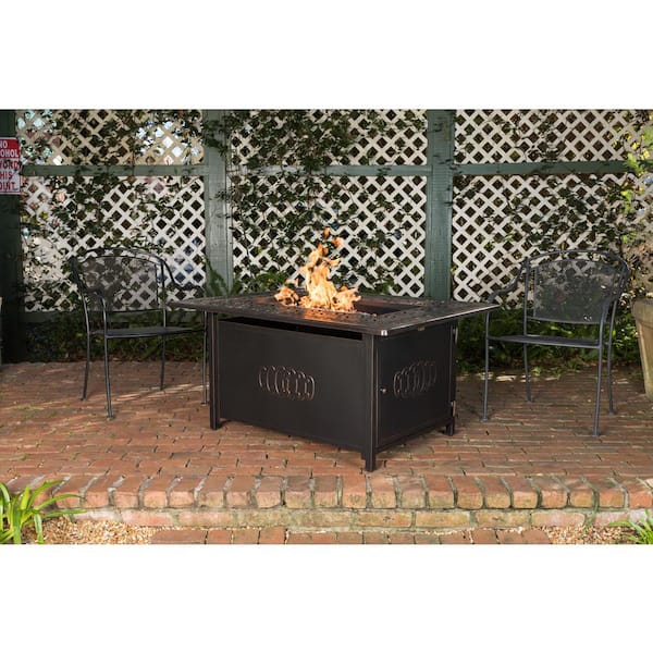Dynasty 48 in. x 24 in. Rectangle Aluminum Propane Fire Pit Table in Antique Bronze