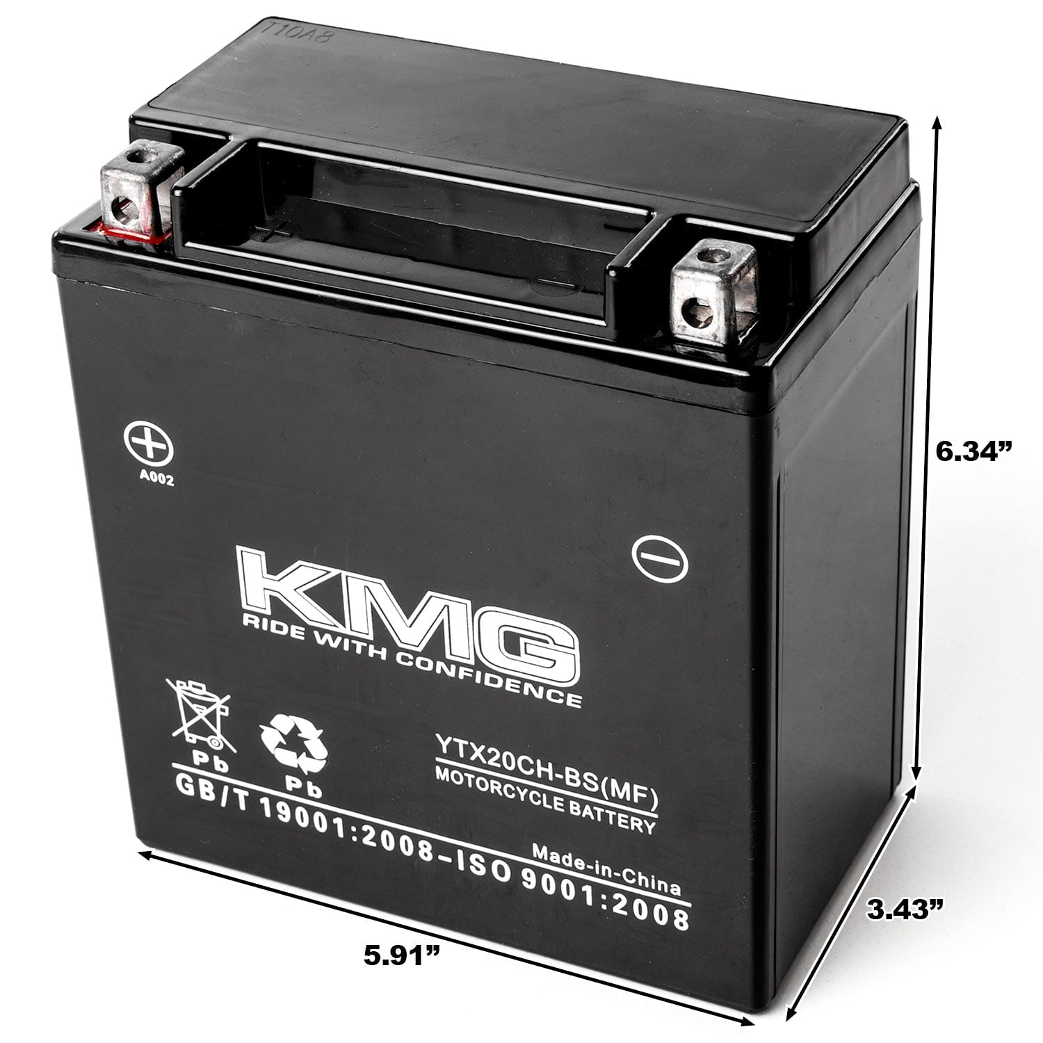 KMG YTX20CH-BS Sealed Maintenance Free 12V 18AH Battery High Performance SMF OEM Replacement Powersport Motorcycle ATV Scooter Snowmobile Watercraft