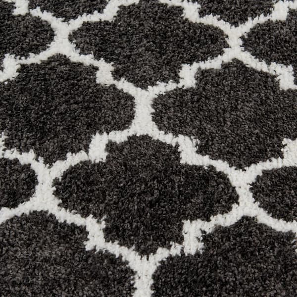 Seyward Grey 8 ft. x 10 ft. Trellis Shag Area Rug