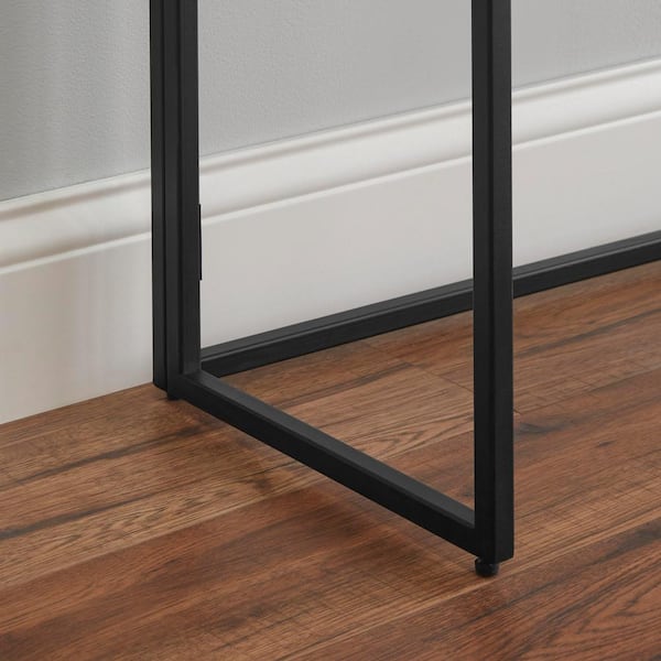 30 in. Rectangular Black Metal Folding Writing Desk with Grey Wood Top