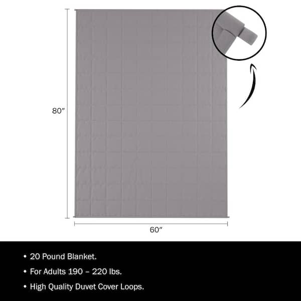 20lb Weighted Blanket - 60x80-inch Ultra Soft Throw with Microgravity Glass Bead Technology - Natural Sleep Aid (Gray)