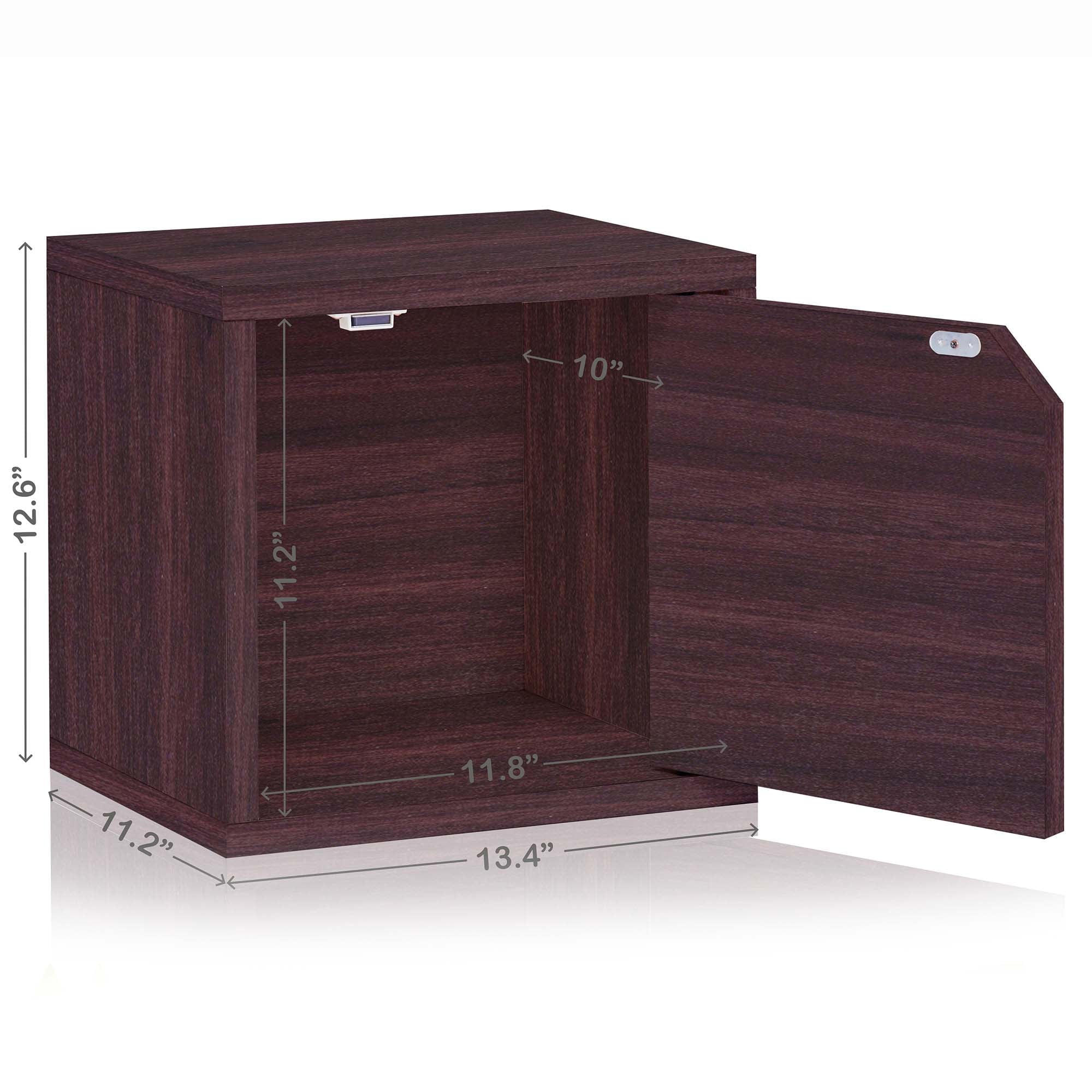 Way Basics Connect Door Cube Stackable Cubby Shelf (Tool-Free Assembly), Espresso