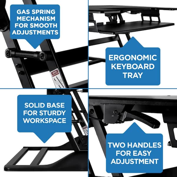 48 in. Black Extra-Wide Height Adjustable Standing Desk Converter