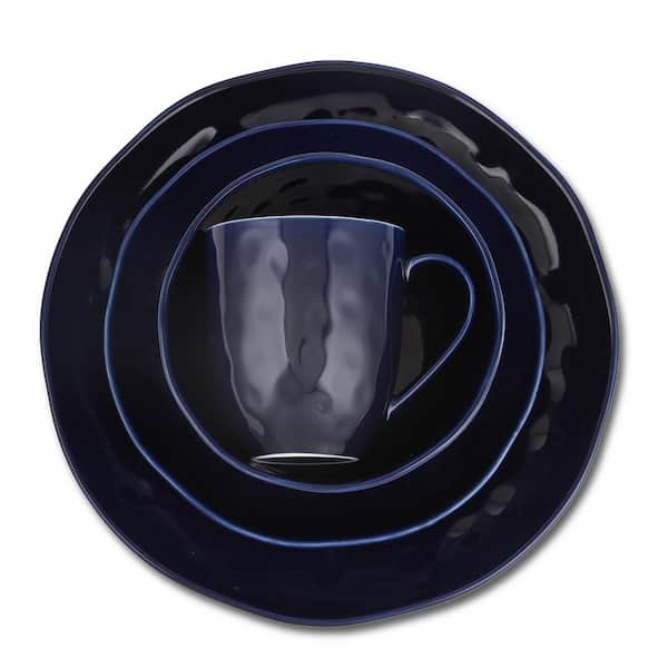 Stone Lain Ivy 24-Piece Dinnerware Set Porcelain, Service For 6, Navy Blue