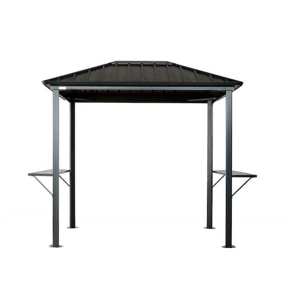 Dakota 6 ft. x 8 ft. Brown Grill Rustproof Aluminum Framed Gazebo