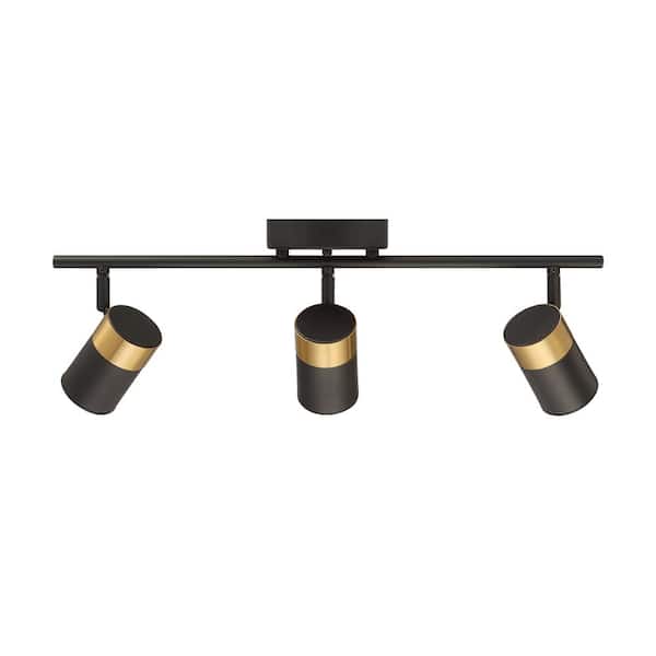 Gilded 2 ft. 3-Light Matte Black with Brushed Gold Integrated LED Selectable CCT Fixed Track Lighting Kit