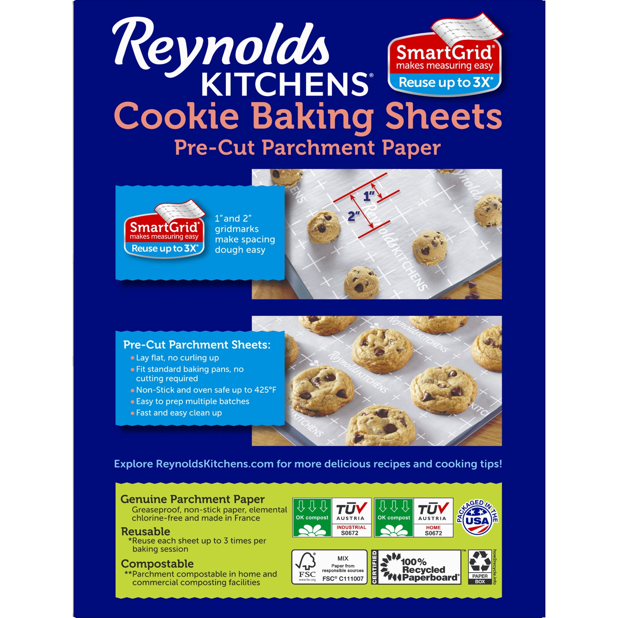 Reynolds Kitchens Cookie Baking Sheets, Pre-Cut Parchment Paper, 25 Sheets