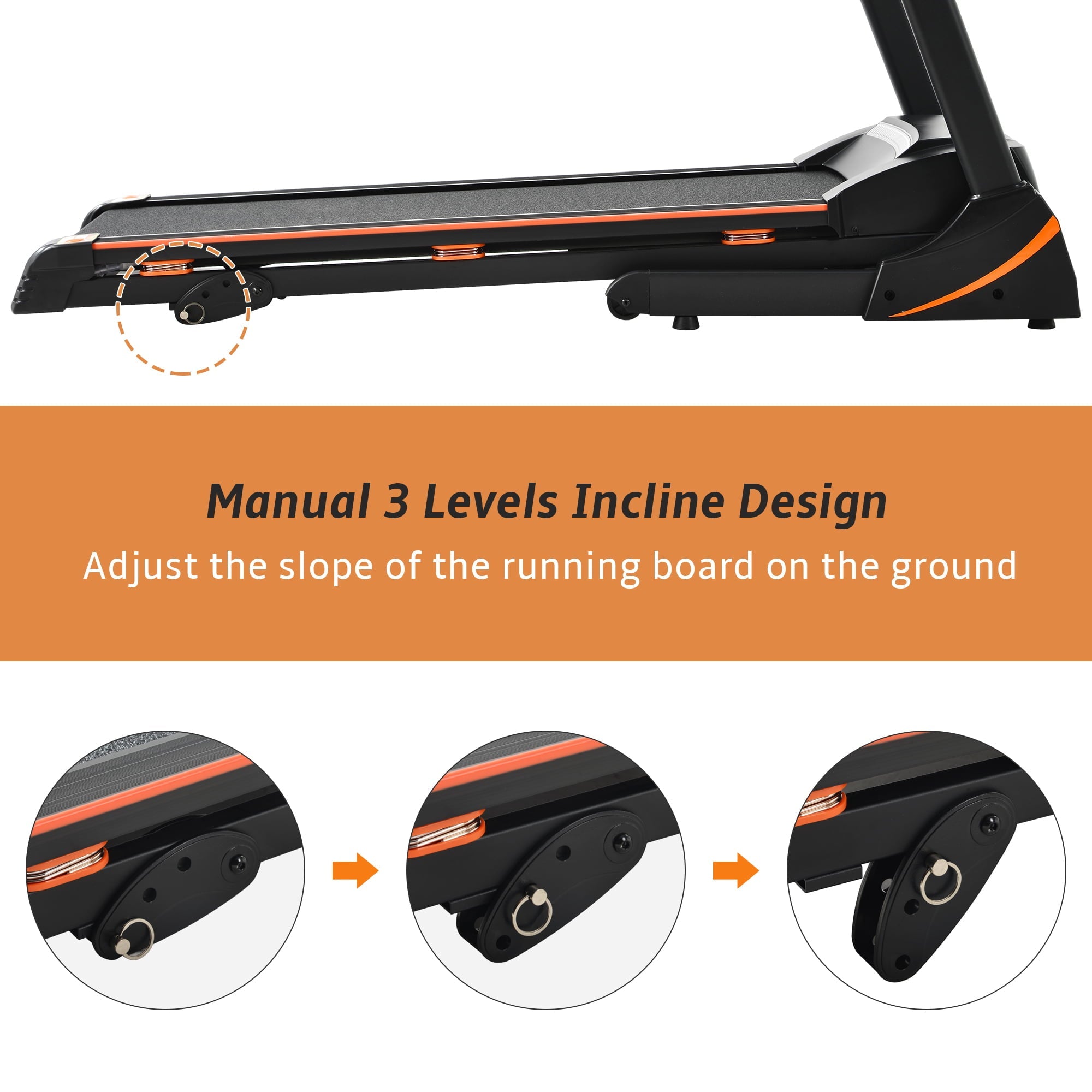 SEGMART Electric Foldable Treadmill w/3 Manual Adjustable Incline, 16.5'' Wide Tread Belt Treadmills for Home, Digital Exercise Machine with 14.8 KM/h Max Speed for Home & Gym Cardio Fitness, S5562