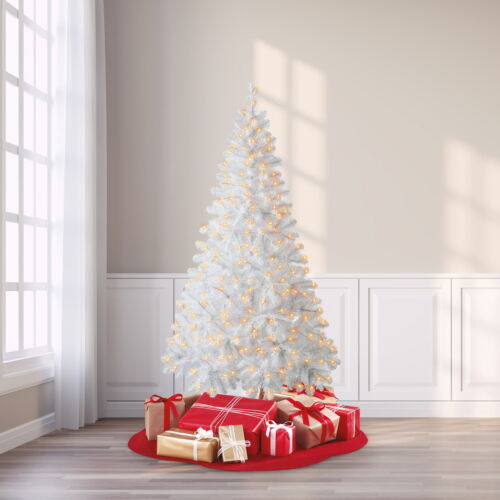 6.5 Ft Madison Pine White Artificial Christmas Tree Clear Incandescent Lights