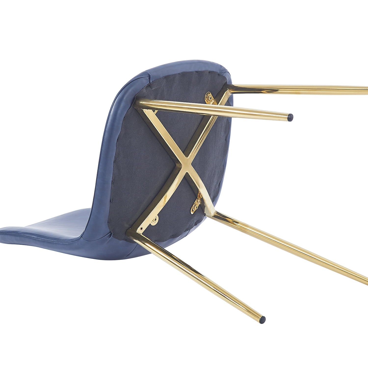 ROZHOME Modern Dining Chair Set of 4, Mid Century Side Chair, Kitchen & Dining Room Chairs, Washable PU Leather Dining Chair with Metal Legs, Dark Slate Blue