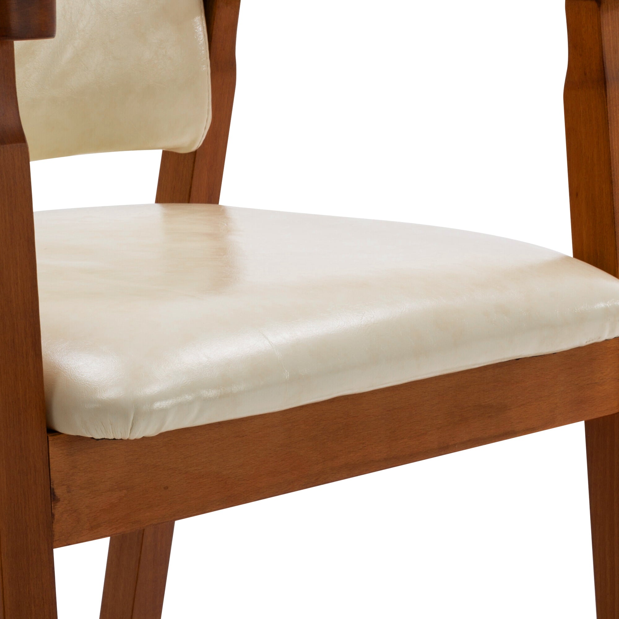 Tan Mid-Century PU Leather Upholstered Arm Chair, Dining chair, Set of 2